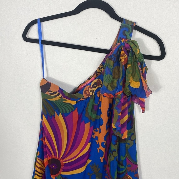 Trina Turk Banana Republic Multicolor One-Shoulder Dress size 4P - Picture 4 of 16